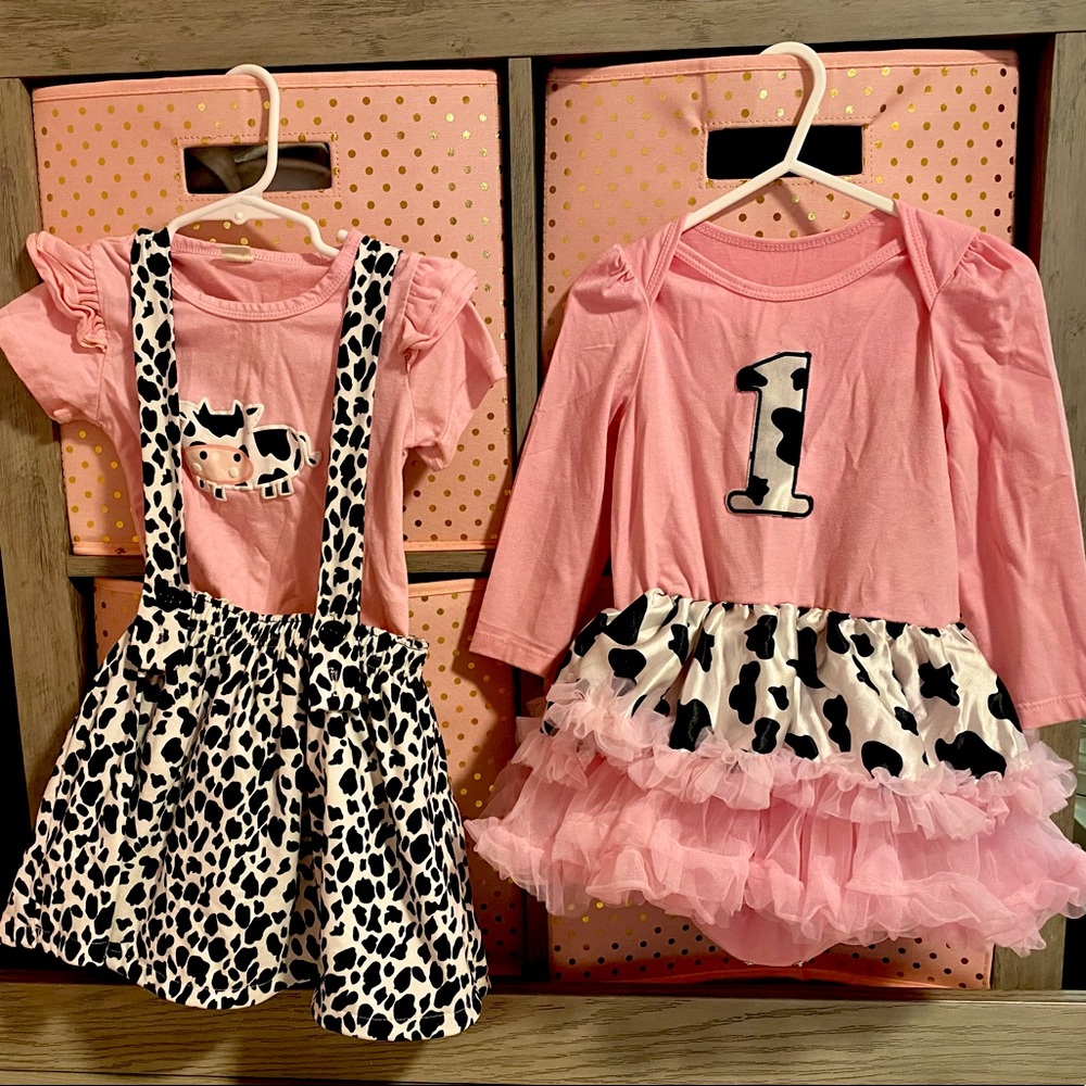 Cow print Western Tutu tulle dress ruffle top